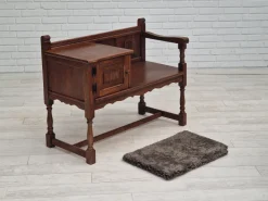Pamono Scandinavian Bench or Sofa in Oak & Sheepskin, 1950s