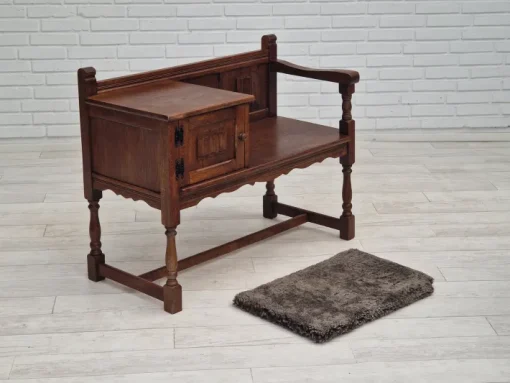 Pamono Scandinavian Bench or Sofa in Oak & Sheepskin, 1950s
