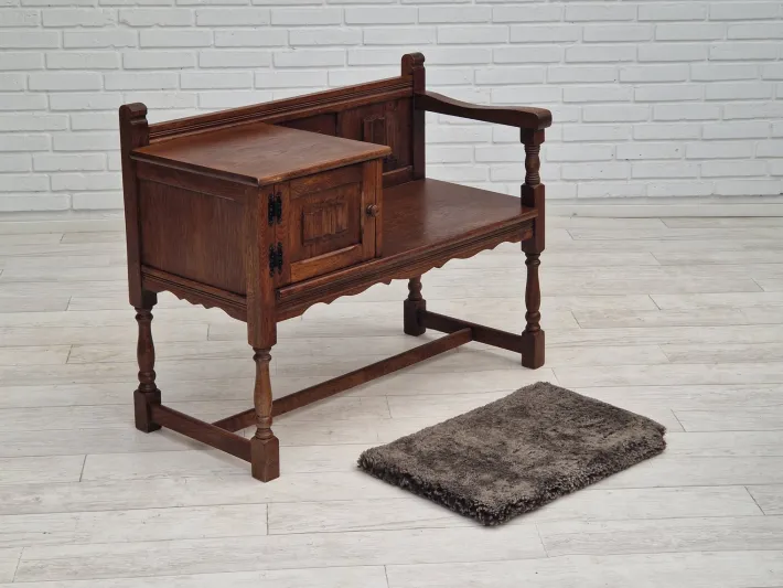Pamono Scandinavian Bench or Sofa in Oak & Sheepskin, 1950s