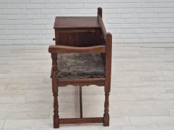 Pamono Scandinavian Bench or Sofa in Oak & Sheepskin, 1950s