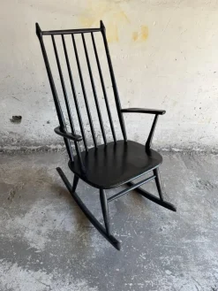 Pamono Scandinavian Black Windsor Style Rocking Chair Sale
