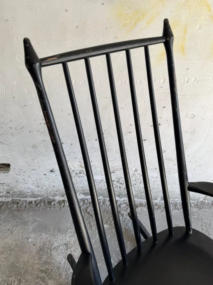 Pamono Scandinavian Black Windsor Style Rocking Chair Sale