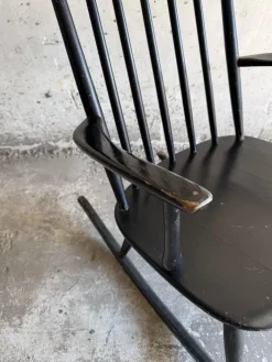 Pamono Scandinavian Black Windsor Style Rocking Chair Sale