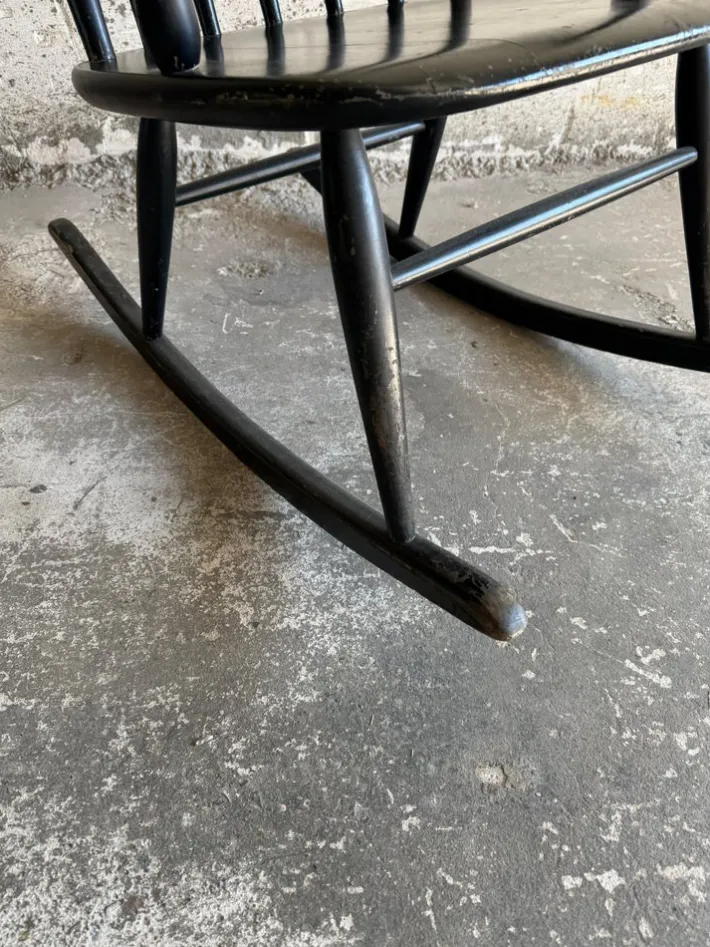 Pamono Scandinavian Black Windsor Style Rocking Chair Sale