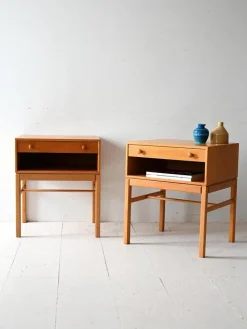 Pamono Scandinavian Casino Oak Bedside Tables by Sven Engström & Gunnar Myrstrand for Tingströms, 1960s, Set of 2 Best