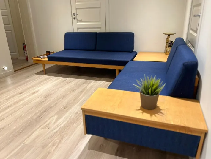 Pamono Scandinavian Dangle Daybeds and Table by Ingmar Relling & Haldor Vik for Ekornes, 1960s, Set of 3 Discount