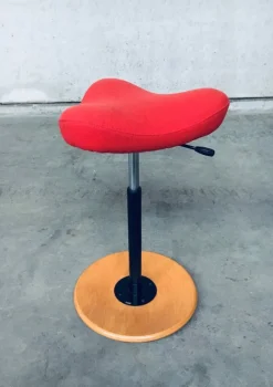 Pamono Scandinavian Ergonomic Design Writing Desk and Stool from Stokke, 1980s, Set of 3