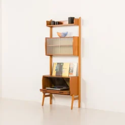 Pamono Scandinavian Free Standing Wall Unit with Audio Apliances Cabinet, 1960s Online