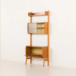 Pamono Scandinavian Free Standing Wall Unit with Audio Apliances Cabinet, 1960s Online
