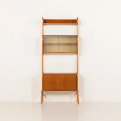 Pamono Scandinavian Free Standing Wall Unit with Audio Apliances Cabinet, 1960s Online