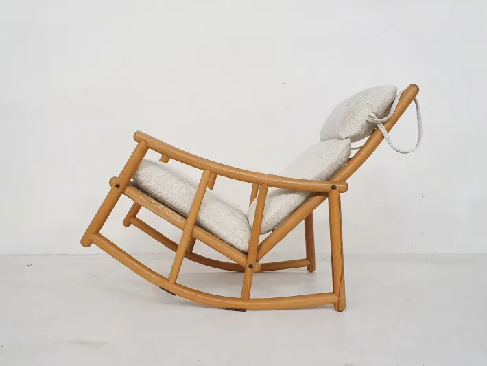 Pamono Scandinavian Modern Birch Spindle Rocking Lounge Chair, 1960s New