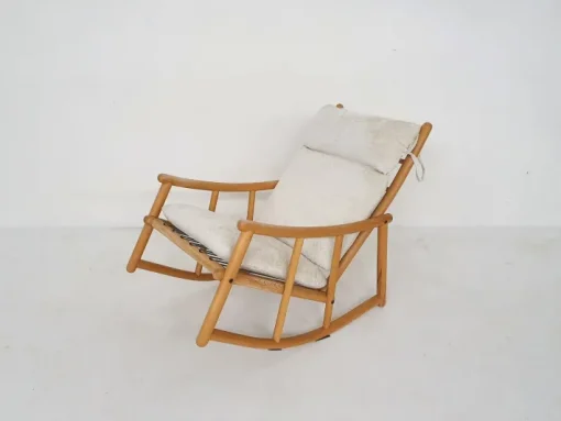 Pamono Scandinavian Modern Birch Spindle Rocking Lounge Chair, 1960s New