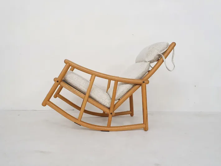 Pamono Scandinavian Modern Birch Spindle Rocking Lounge Chair, 1960s New