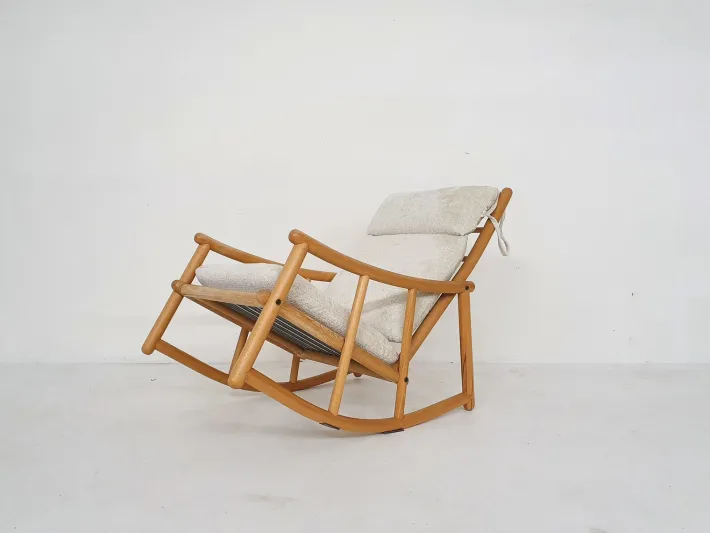 Pamono Scandinavian Modern Birch Spindle Rocking Lounge Chair, 1960s New