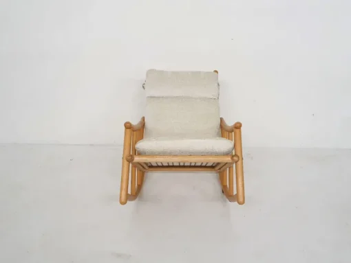 Pamono Scandinavian Modern Birch Spindle Rocking Lounge Chair, 1960s New