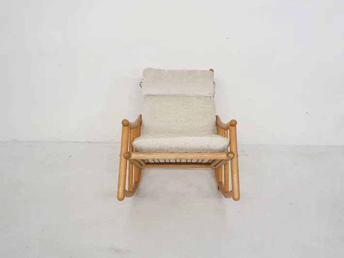 Pamono Scandinavian Modern Birch Spindle Rocking Lounge Chair, 1960s New
