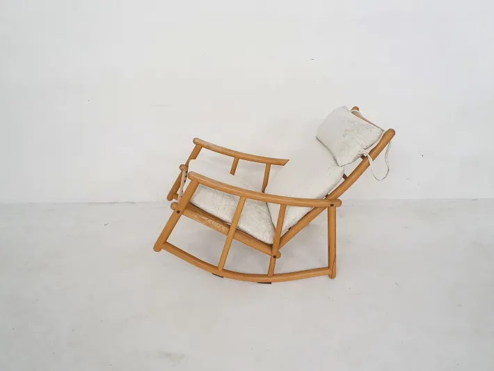 Pamono Scandinavian Modern Birch Spindle Rocking Lounge Chair, 1960s New
