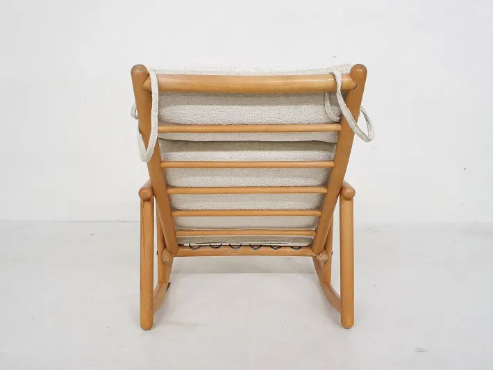 Pamono Scandinavian Modern Birch Spindle Rocking Lounge Chair, 1960s New