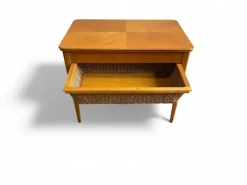 Pamono Scandinavian Modern Sewing Table in Teak and Cane, 1950s Sale