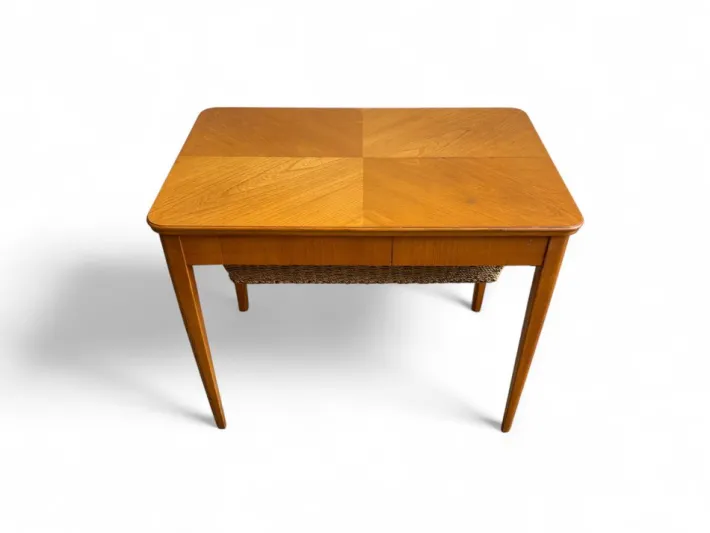 Pamono Scandinavian Modern Sewing Table in Teak and Cane, 1950s Sale