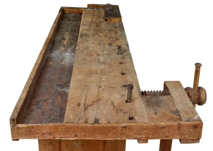 Pamono Scandinavian Pine Trestle Workbench, 1890s New