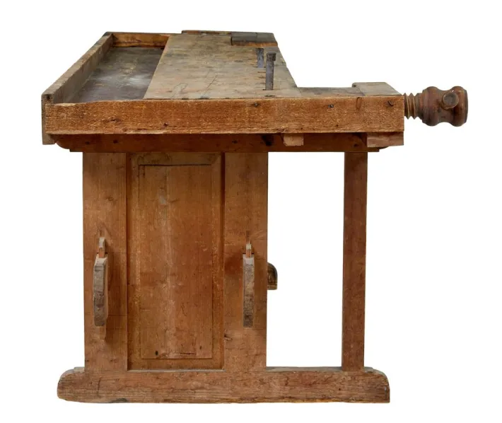 Pamono Scandinavian Pine Trestle Workbench, 1890s New