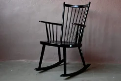Pamono Scandinavian Rocking Chair in Black Wood Discount