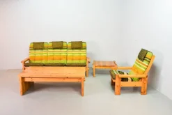 Pamono Scandinavian Seating Group in Pinewood & Rainbow Fabric by Yngve Ekström for Swedese, 1970s, Set of 5 Clearance