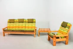 Pamono Scandinavian Seating Group in Pinewood & Rainbow Fabric by Yngve Ekström for Swedese, 1970s, Set of 5 Clearance