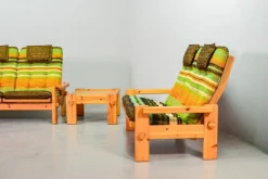 Pamono Scandinavian Seating Group in Pinewood & Rainbow Fabric by Yngve Ekström for Swedese, 1970s, Set of 5 Clearance