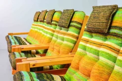 Pamono Scandinavian Seating Group in Pinewood & Rainbow Fabric by Yngve Ekström for Swedese, 1970s, Set of 5 Clearance