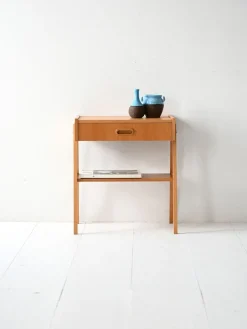 Pamono Scandinavian Teak Bedside Table with Geometric Design, 1960s Best