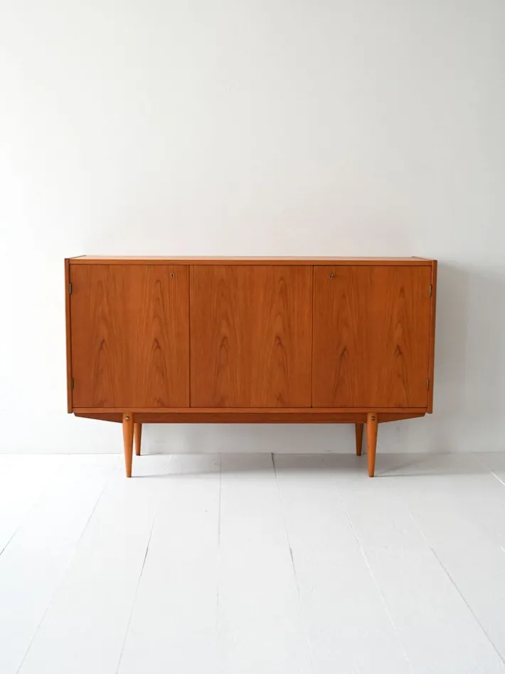Pamono Scandinavian Teak Highboard with Triple Compartment, 1960s Sale