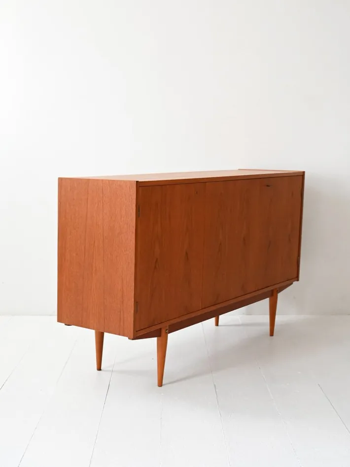 Pamono Scandinavian Teak Highboard with Triple Compartment, 1960s Sale