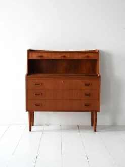 Pamono Scandinavian Teak Secretaire with Carved Handles, 1960s Clearance