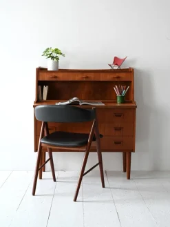 Pamono Scandinavian Teak Secretaire with Carved Handles, 1960s Clearance