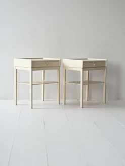 Pamono Scandinavian White Lacquered Bedside Tables, 1960s, Set of 2 Sale