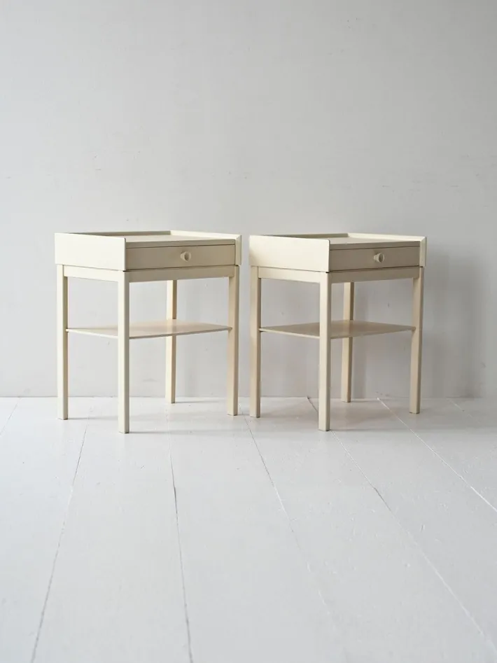 Pamono Scandinavian White Lacquered Bedside Tables, 1960s, Set of 2 Sale