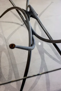 Pamono Sculptural Centre Table with Glass Top and Wrought Iron Frame Sale