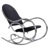 Pamono Sculptural Chrome and Black Velour Rocking Chair in the style of Milo Baughman, 1970s Hot