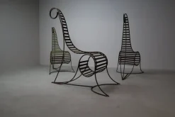 Pamono Sculptural Iron Chairs in the style of André Dubreuil, 1980s, Set of 3 Outlet
