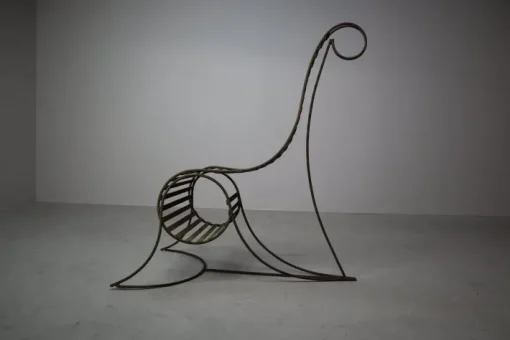 Pamono Sculptural Iron Chairs in the style of André Dubreuil, 1980s, Set of 3 Outlet