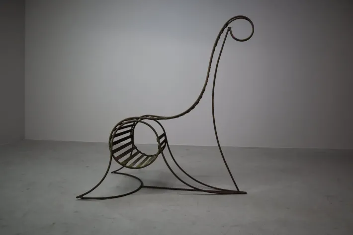 Pamono Sculptural Iron Chairs in the style of André Dubreuil, 1980s, Set of 3 Outlet