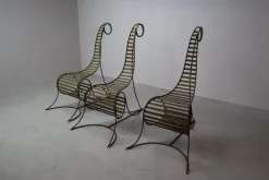 Pamono Sculptural Iron Chairs in the style of André Dubreuil, 1980s, Set of 3 Outlet