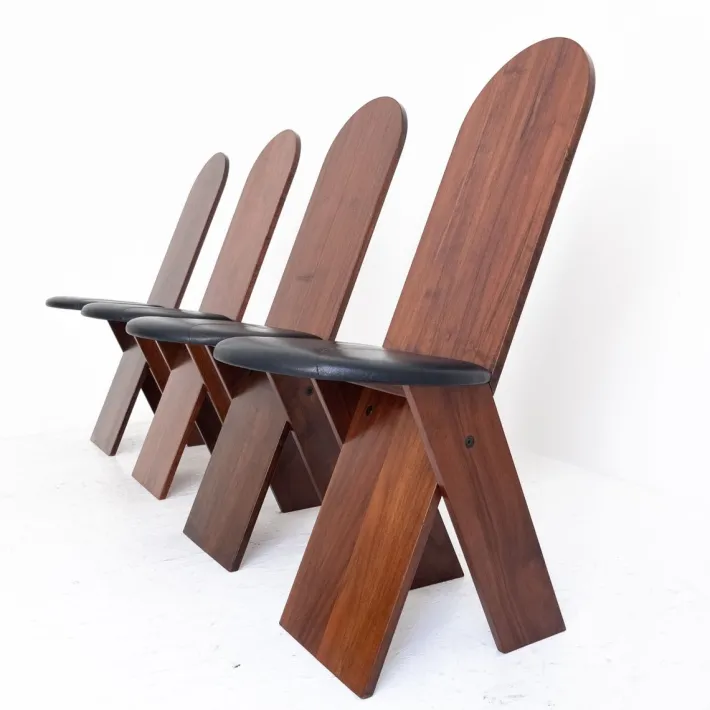 Pamono SD57 Chairs attributed to Marco Zanuso for Poggi, Italy, 1970s, Set of 4