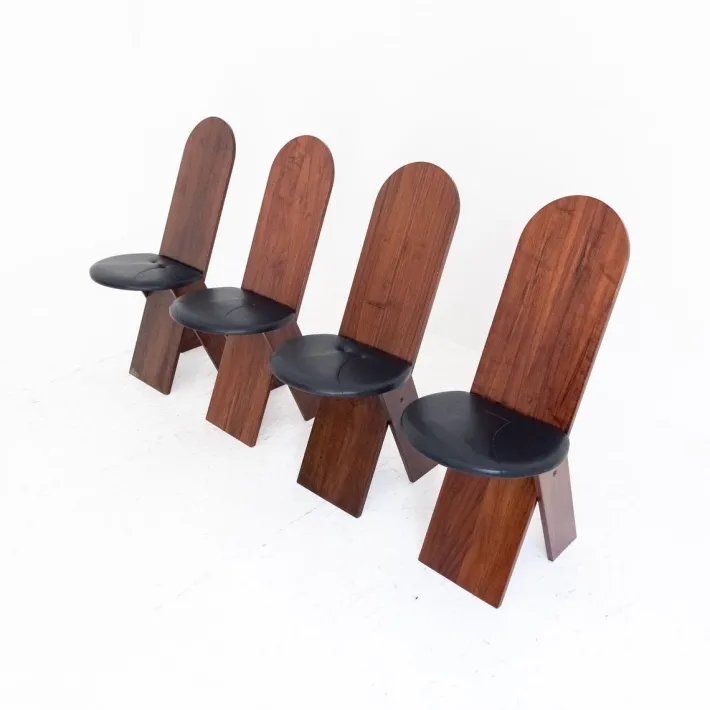 Pamono SD57 Chairs attributed to Marco Zanuso for Poggi, Italy, 1970s, Set of 4