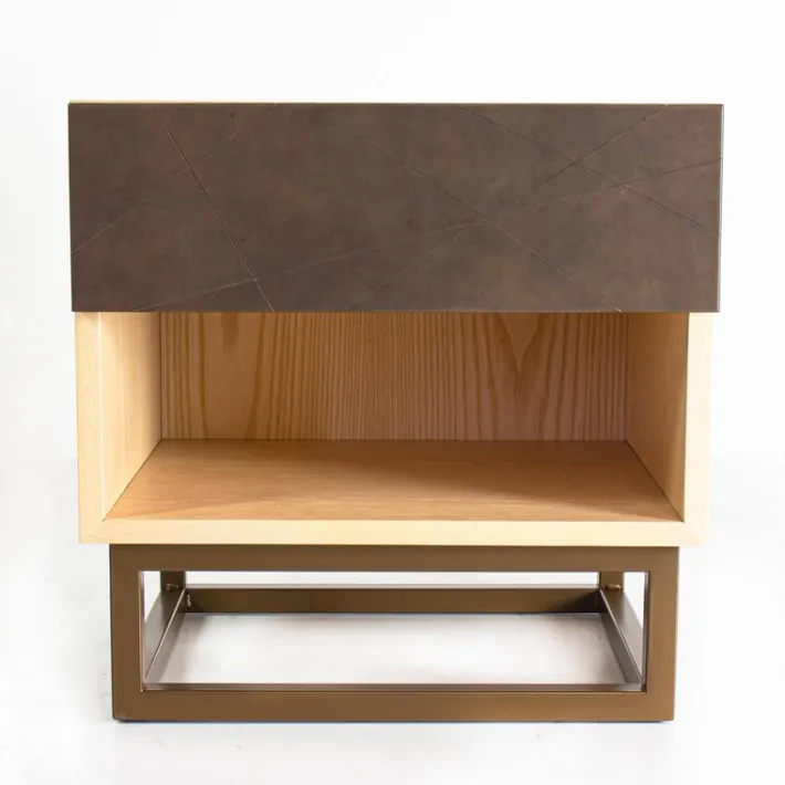 Pamono Seasons Bedside Table in Metal and Leather by Oscar Maschera Clearance