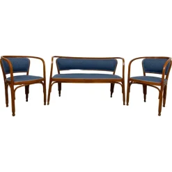 Pamono Secession Seating Group by Gustav Siegel for J&J Kohn, 1890s, Set of 3 New