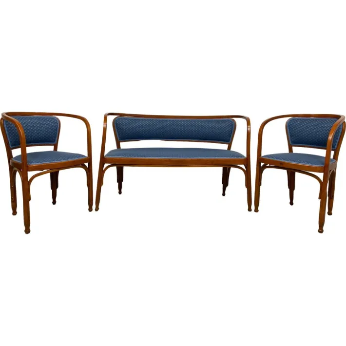 Pamono Secession Seating Group by Gustav Siegel for J&J Kohn, 1890s, Set of 3 New