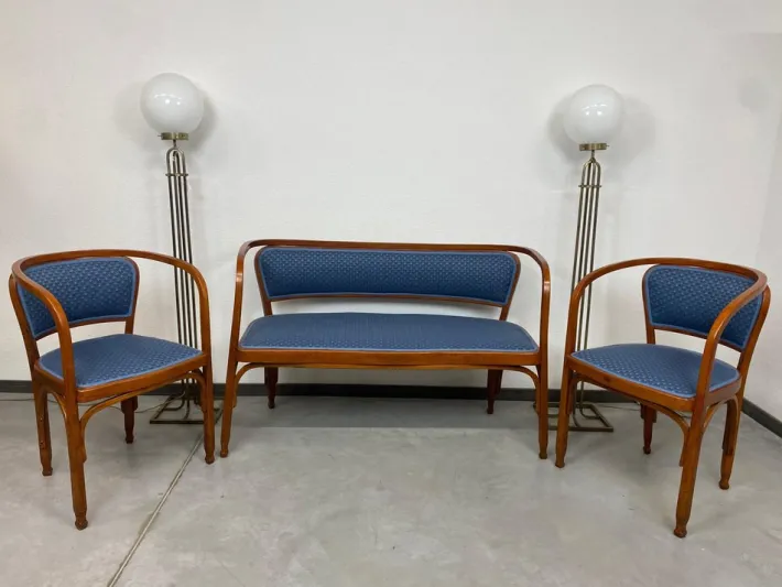 Pamono Secession Seating Group by Gustav Siegel for J&J Kohn, 1890s, Set of 3 New